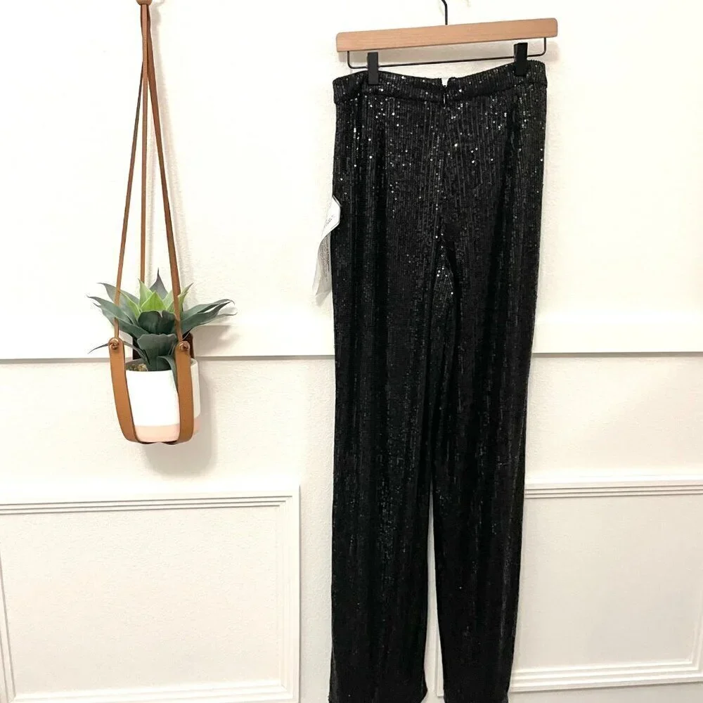 NWT Dress the Population Zuri Top and Sequin Wide Leg Pant Set Size M